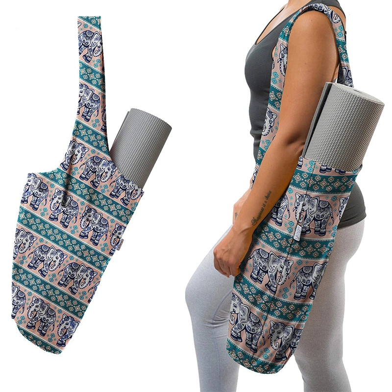 Travel Yoga Mat Tote Sling Carrier with Large Side Pocket Yoga Mat Bag