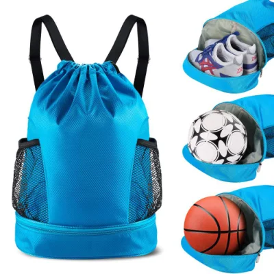 Doppelte Schulter Outdoor Sport Freizeit Reisen Fitness Yoga Fußball Basketball Kordelzug Rucksack Packtasche (CY5836)